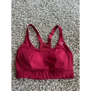 Gymshark High Support Sports Bra Burgundy Red Adjustable Racerback Small B1A6L